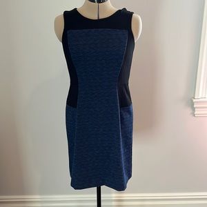 Ann Taylor Navy and Black Colorblock Shift Sleeveless Stretchy Dress